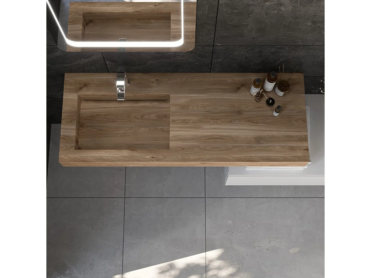 Composition Suspendue Pour Salle De Bain Avec Lavabo Hpl 100Cm Et Tiroir 80Cm | Diamante