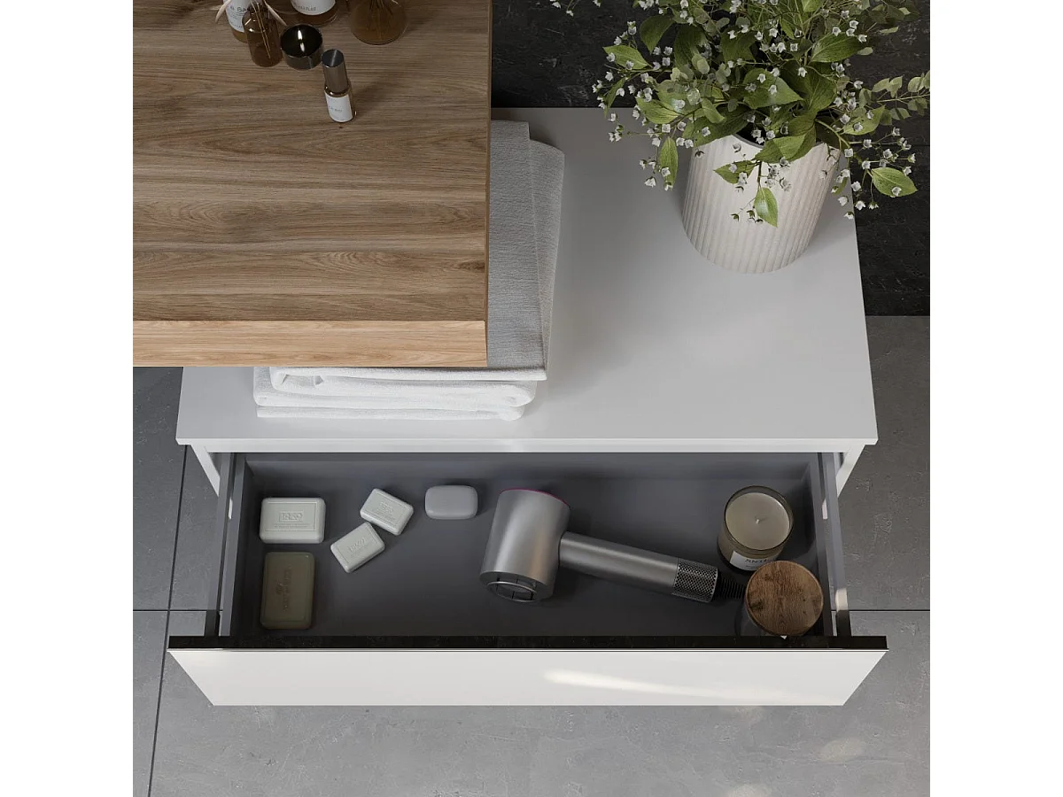 Composition Suspendue Pour Salle De Bain Avec Lavabo Hpl 100Cm Et Tiroir 80Cm | Diamante