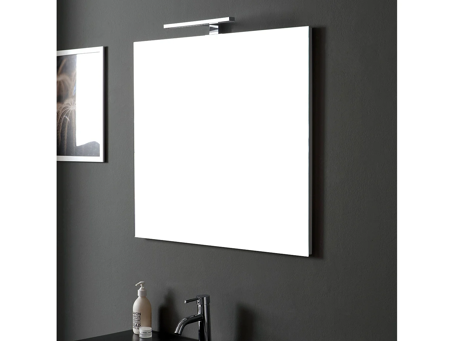 Meuble De Salle De Bain Suspendu 80Cm Blanc Avec Lavabo Noir Mat | Berlin