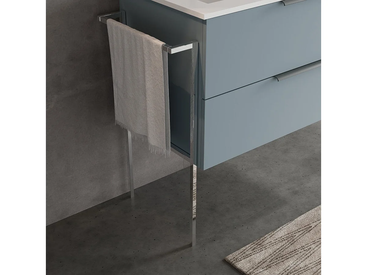 Meuble De Salle De Bain Mural 100Cm Tiroirs Bleu Clair Mat, Lavabo En Céramique À Gauche | New York