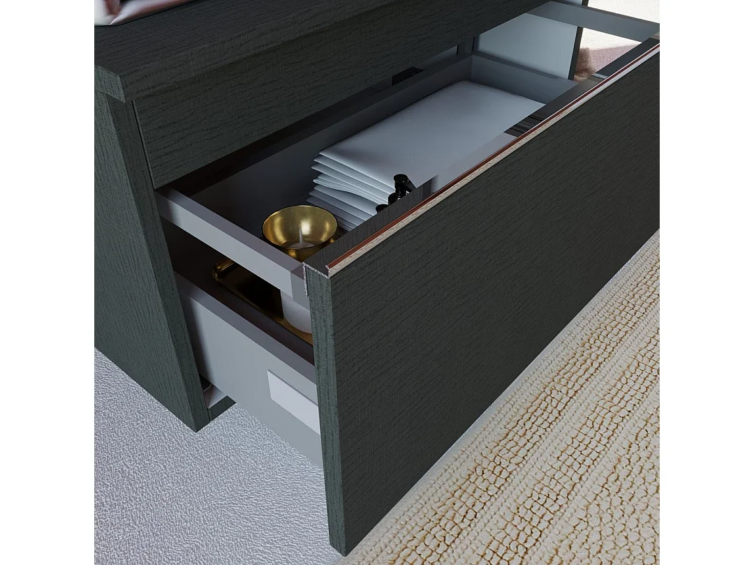 Armoire De Toilette Murale De 90 Cm, Gris Foncé, Avec Miroir Tactile 60X80 Led | Seattle