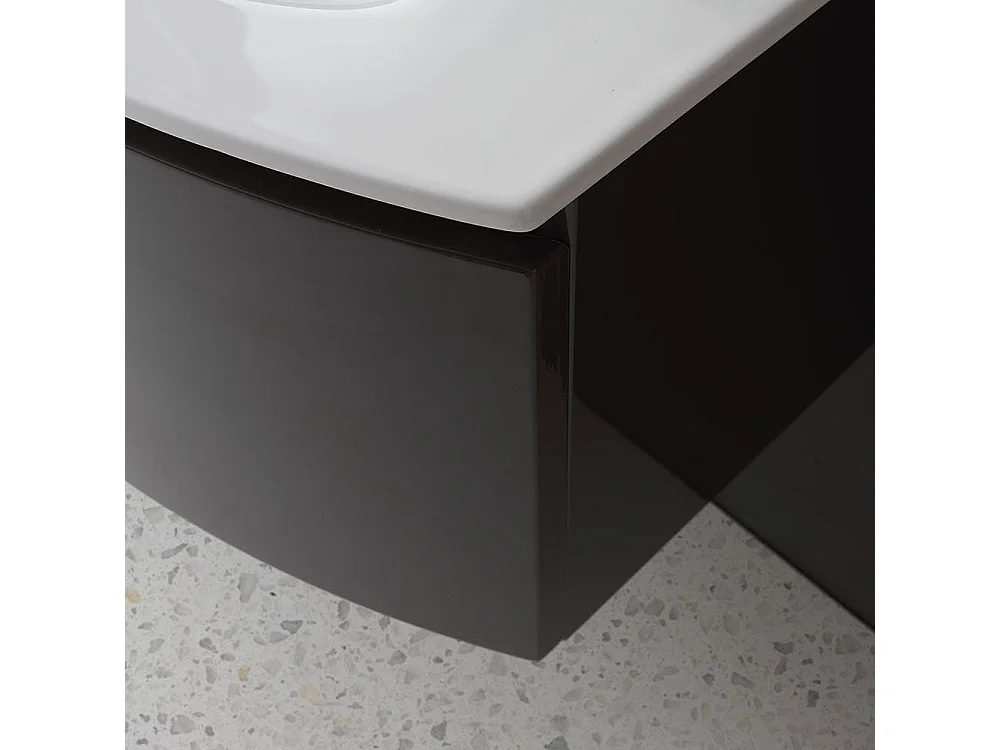 Armoire De Toilette Suspendue Courbe 82 Cm Gris Anthracite Brillant | Riva