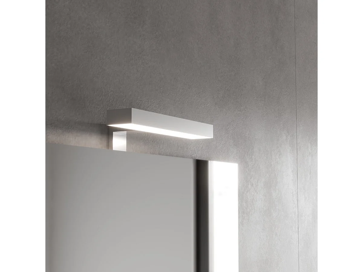 Meuble De Salle De Bains Sur Pied 80Cm Tiroirs Bleu Ciel, Miroir Et Lampe| New York