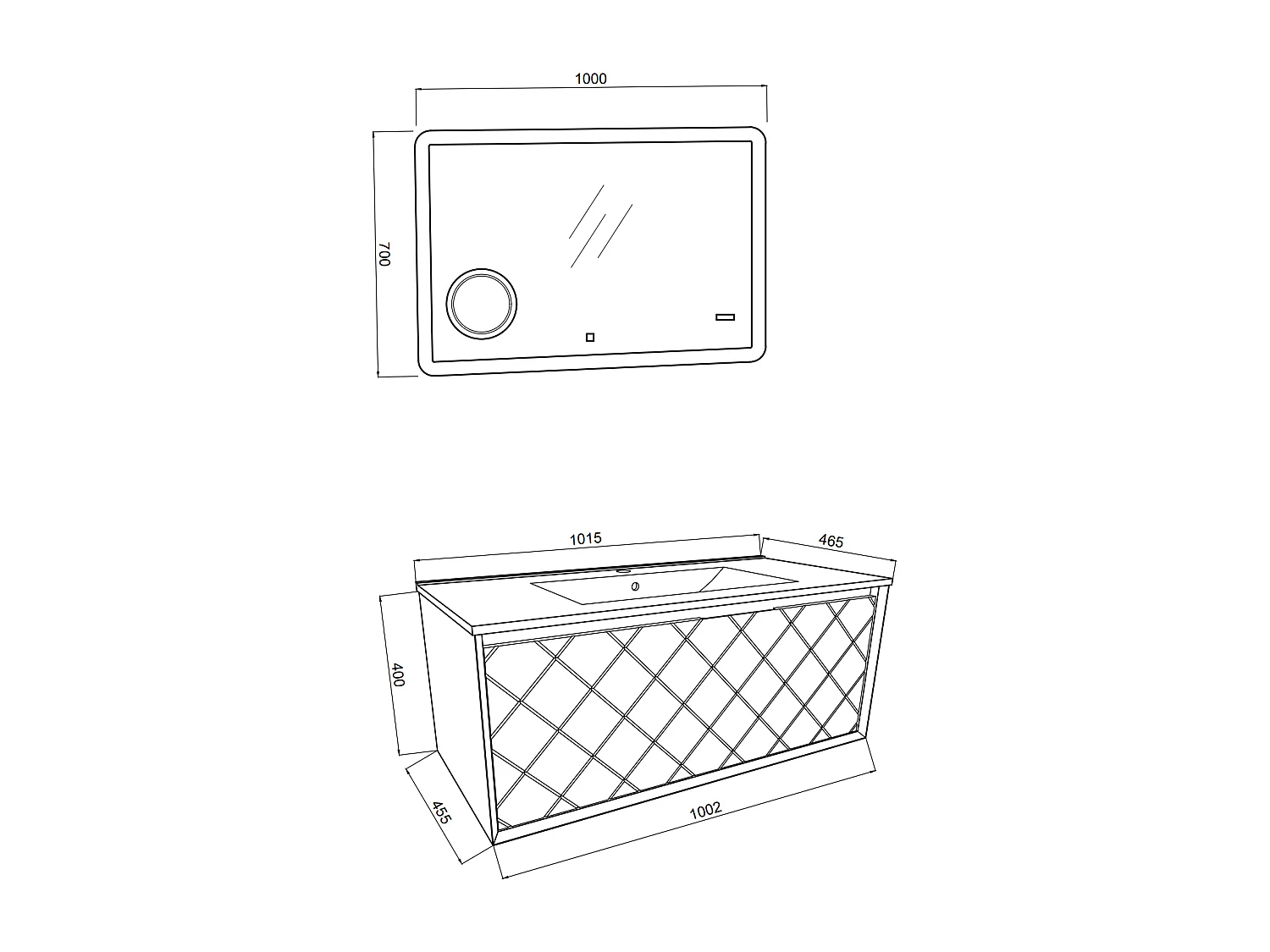 Armoire De Salle De Bain 100Cm Blanc Mat Et Gris Avec Miroir Led Intégré  | Miami