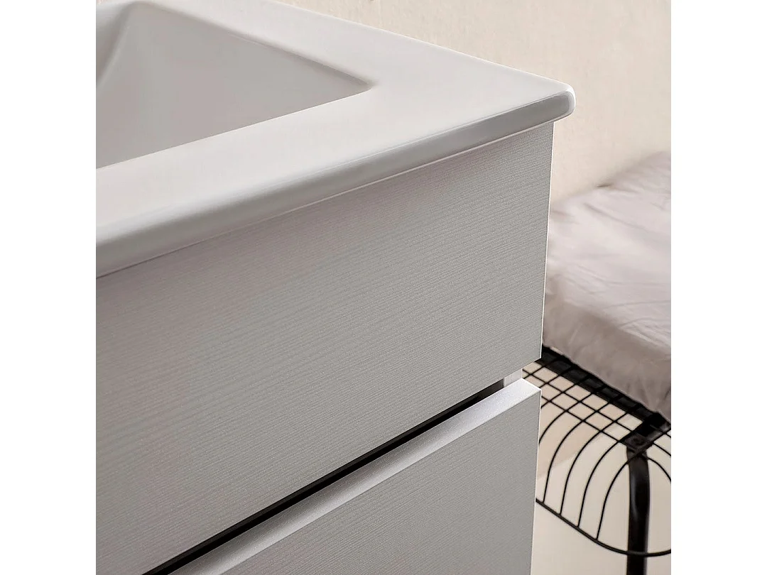 Meuble De Salle De Bain Suspendu 60 Cm Blanc Bois | Sole