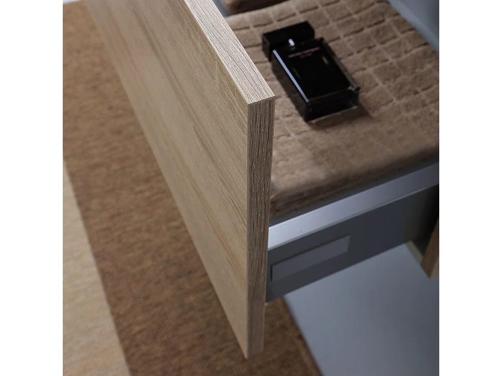 Meuble Suspendu Chêne Well Pour Salle De Bain 60Cm Avec Lavabo Noir Mat | Sole