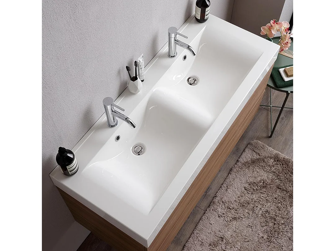 Meuble Salle De Bains 120Cm Chêne Naturel Avec 2 Tiroirs Fermeture Douce | Valentina