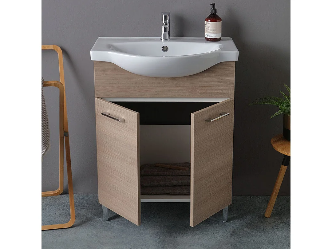 Meuble Lavabo À Poser De 65 Cm En Chêne Naturel | Rimini