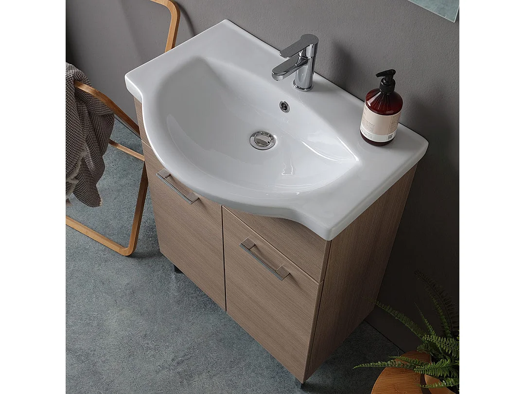 Meuble Lavabo À Poser De 65 Cm En Chêne Naturel | Rimini