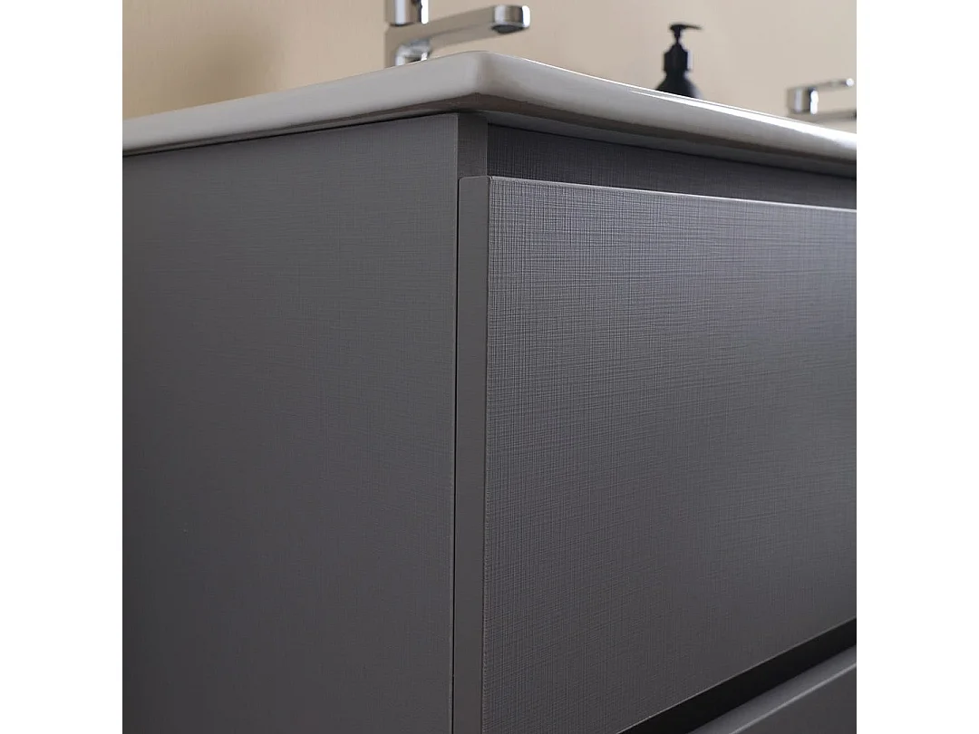 Meuble De Salle De Bains Double Vasque 120Cm Avec Tiroirs Gris | Barcellona