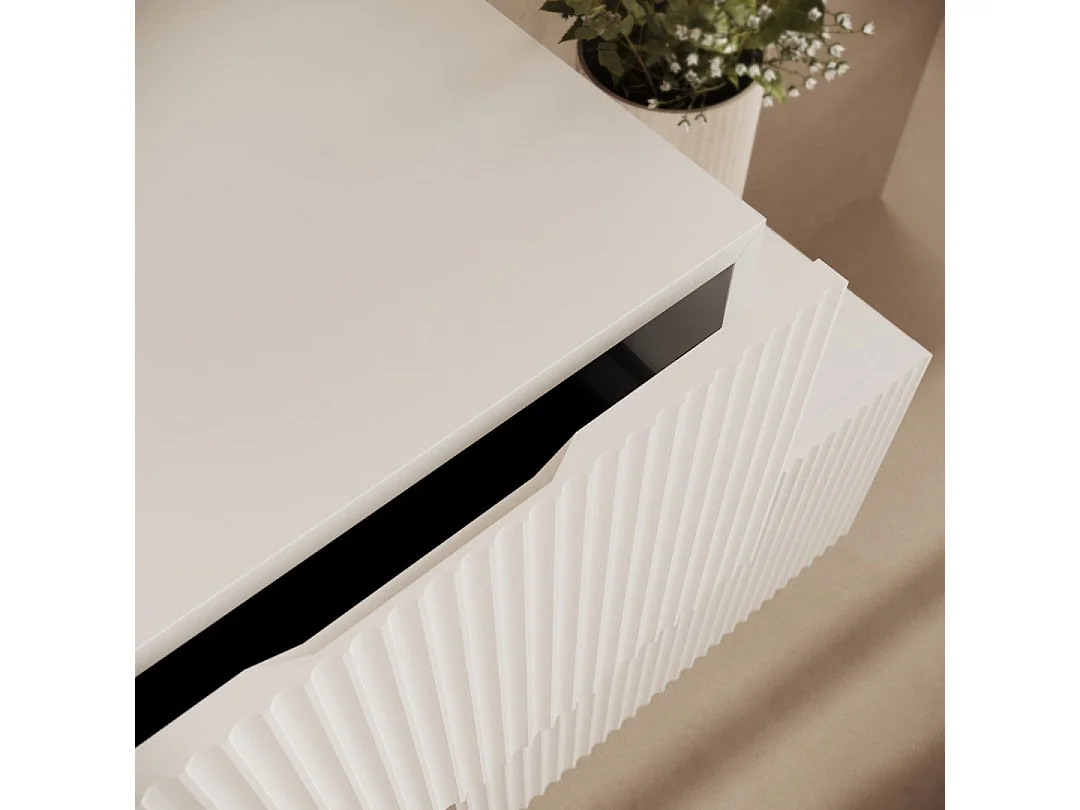 Meuble De Salle De Bains Suspendu 120Cm Avec Lavabo En Résine, 2 Tiroirs, Miroir Led | Rodi