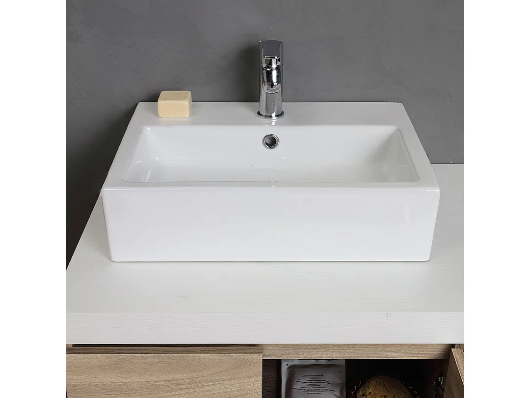 Mobilier De Salle De Bains 120Cm Avec 4 Portes Chêne Naturel Double Vasque | Valentina