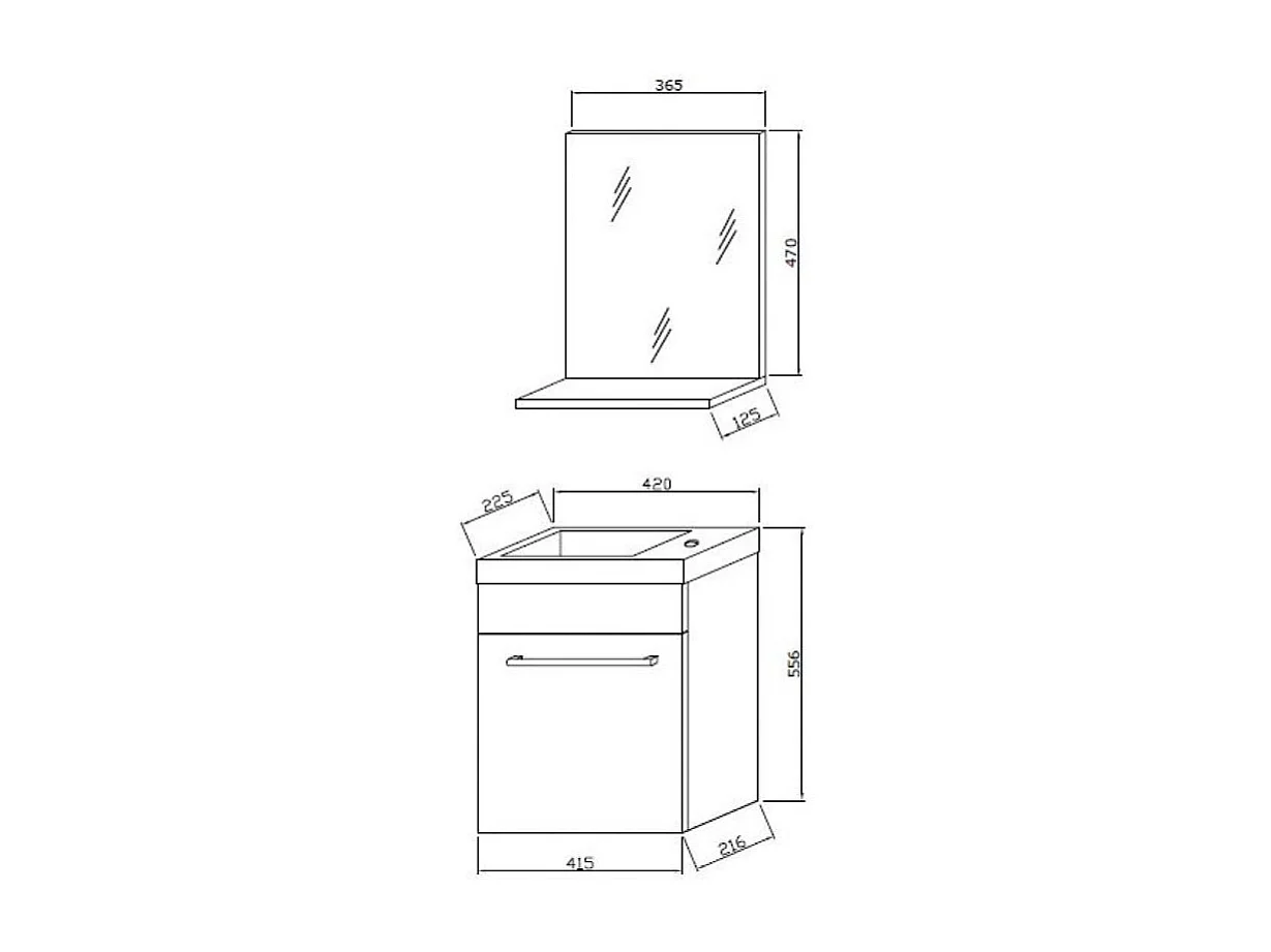 Meuble De Rangement Pour Salle De Bain Suspendu 42Cm Gris Aspect Bois | Smart