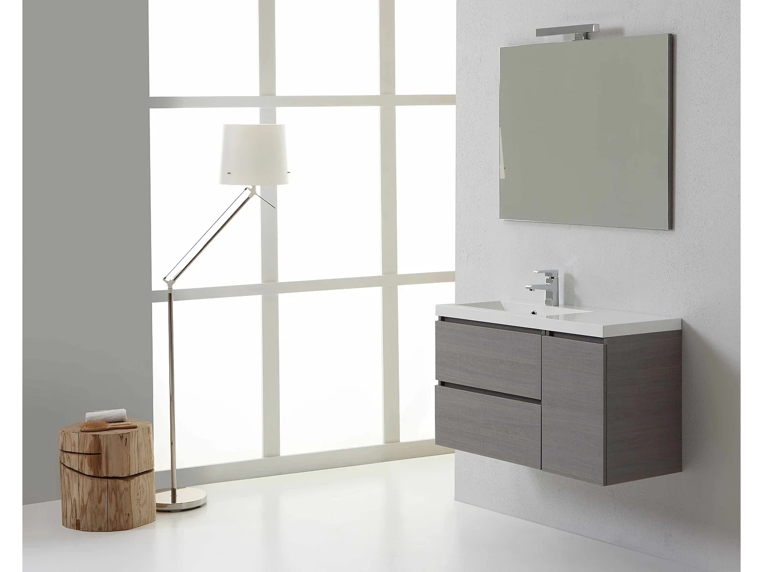 Meuble Suspendu Salle De Bains Moderne 90 Cm Gauche | Manhattan