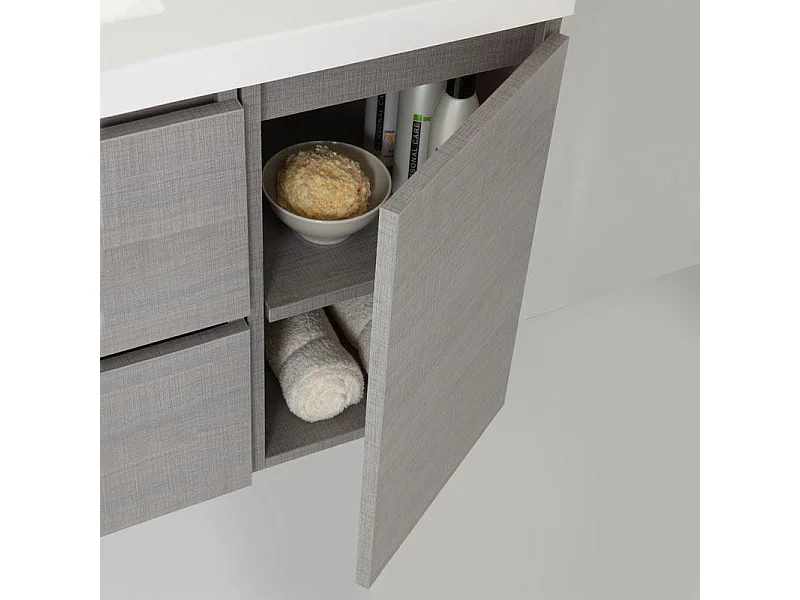 Meuble Suspendu Salle De Bains Moderne 90 Cm Gauche | Manhattan