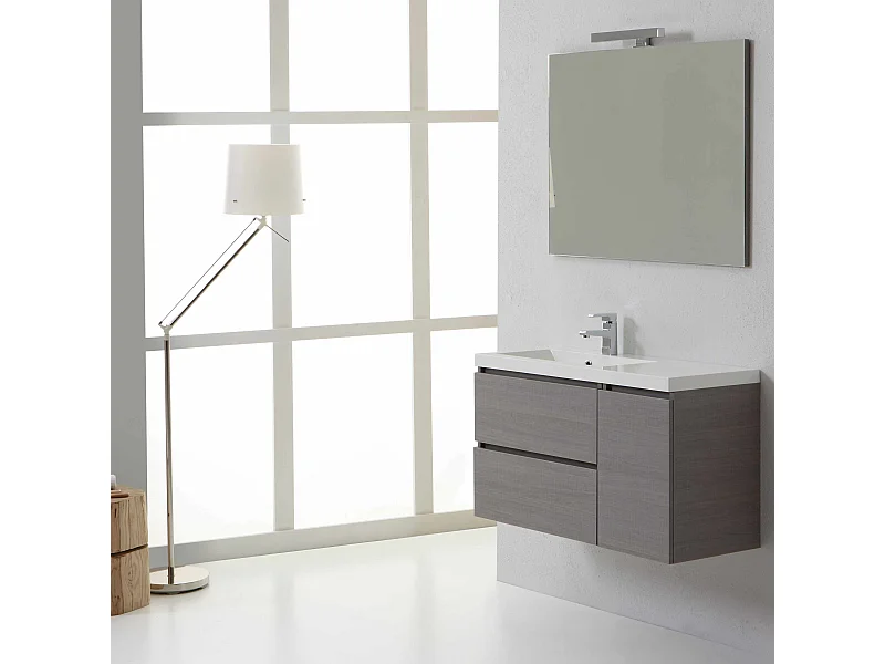 Meuble Suspendu Salle De Bains Moderne 90 Cm Gauche | Manhattan