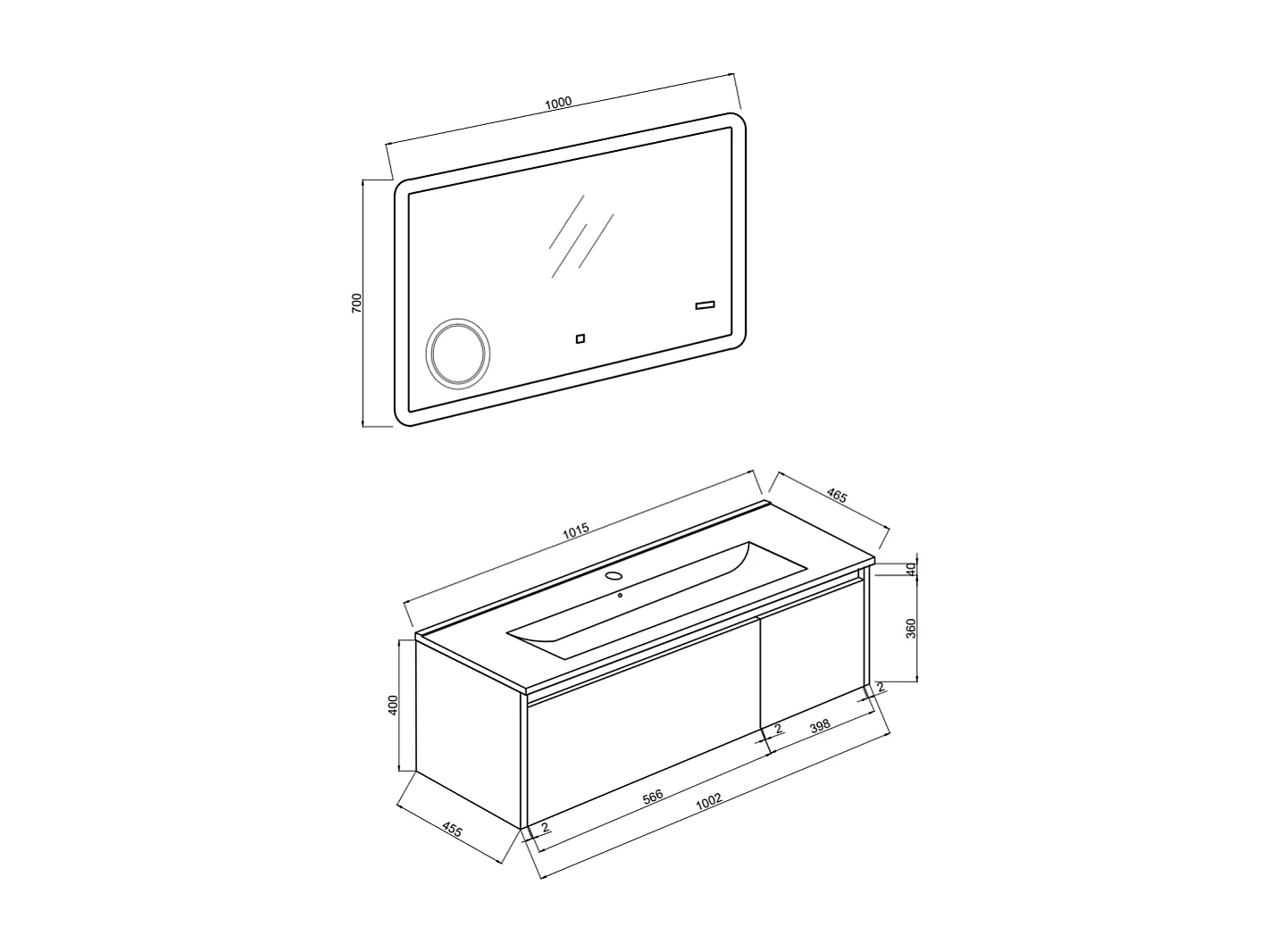 Armoire De Salle De Bain Murale 100Cm Sable Mat Et Miroir À Led Tactile | Monaco