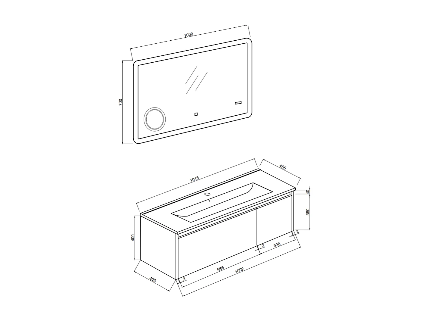 Armoire De Salle De Bain Murale 100Cm Sable Mat Et Miroir À Led Tactile | Monaco
