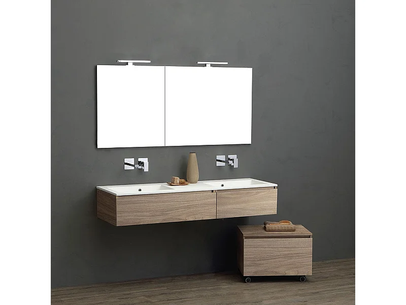 Meuble De Salle De Bains Suspendu 150Cm 2 Tiroirs Chêne Naturel | Valentina