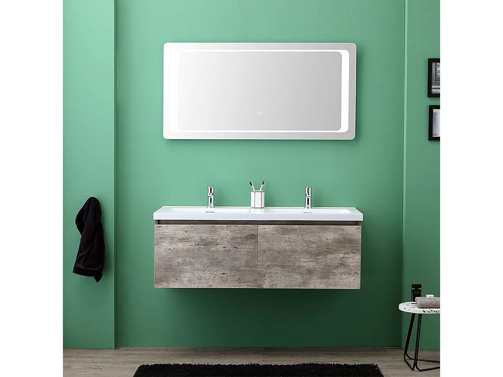 Meuble Avec Tiroirs Pour Salle De Bain 120Cm Et Miroir Avec Led Tactile | Madrid