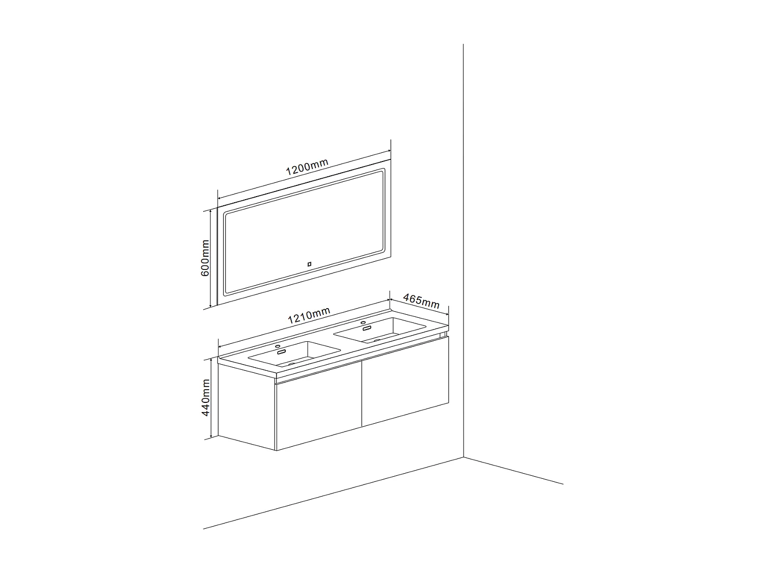 Meuble Avec Tiroirs Pour Salle De Bain 120Cm Et Miroir Avec Led Tactile | Madrid