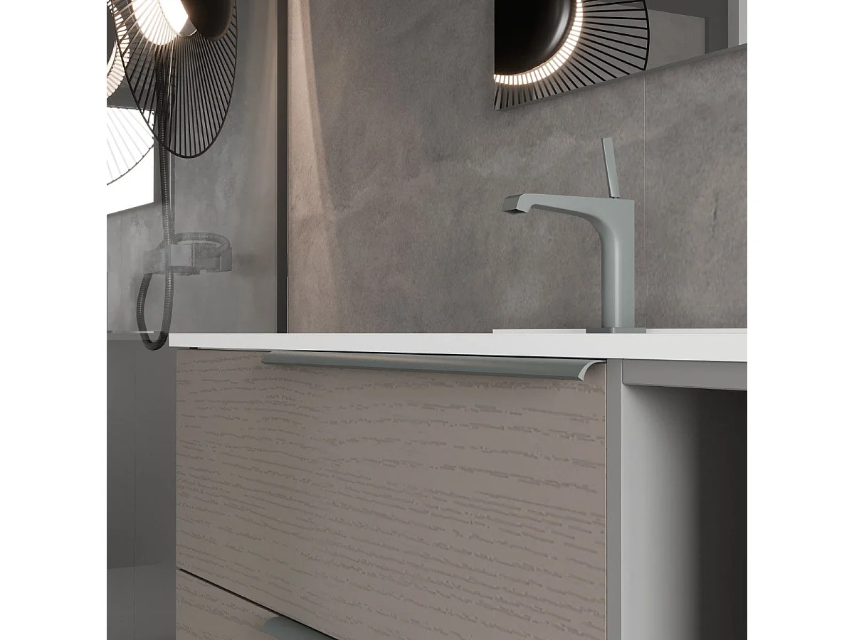 Armoire De Toilette Murale En Frêne Gris De 100 Cm Avec Miroir 100X60  | New York