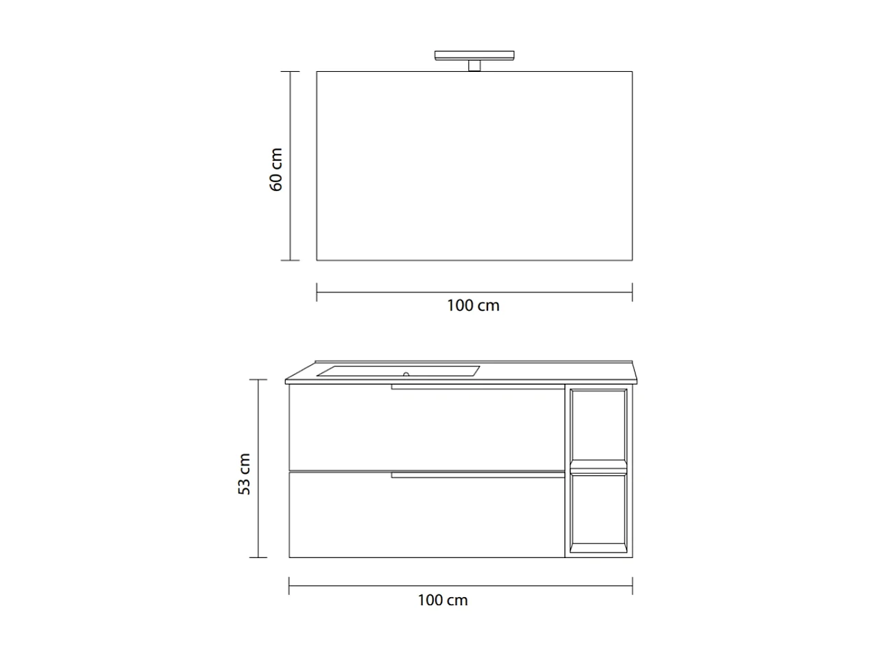 Armoire De Toilette Murale En Frêne Gris De 100 Cm Avec Miroir 100X60  | New York