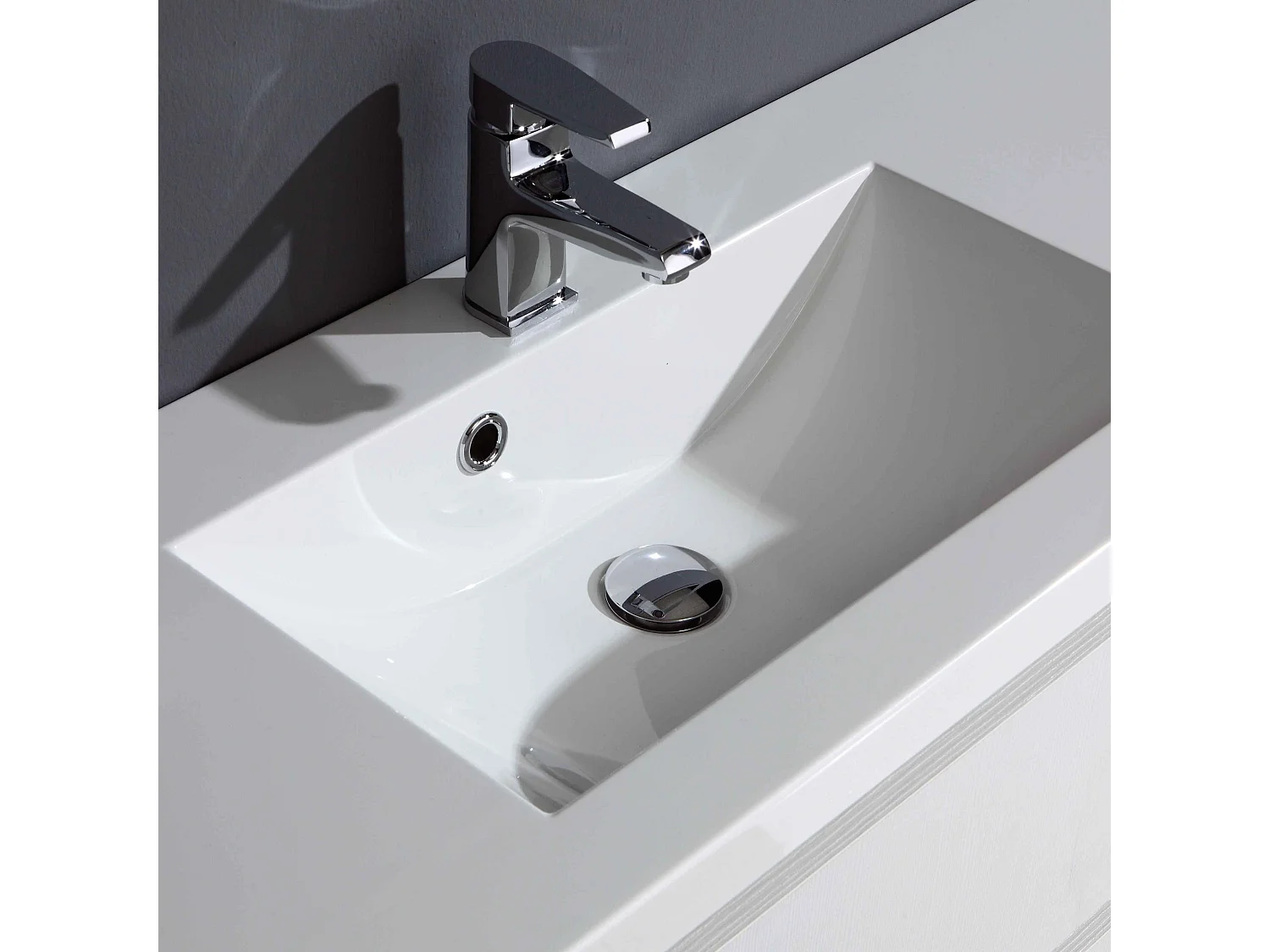 Meuble De Salle De Bains 90 Cm Avec Tiroirs Gauche En Bois Blanchi | Manhattan