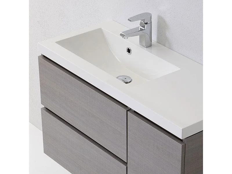 Meuble De Salle De Bains 90X40 Cm Avec Tiroirs Et Armoire Murale Gauche | Manhattan