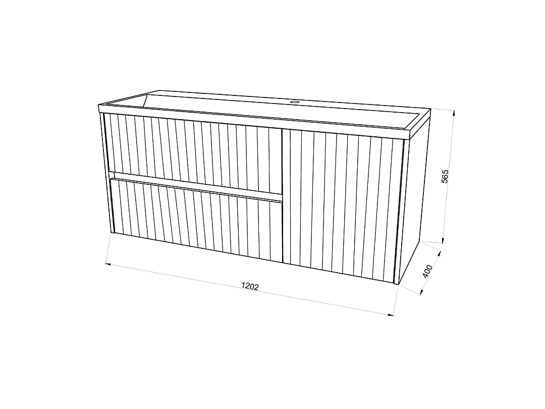 Meuble De Salle De Bain 120Cm En Chêne Cannelé Sans Miroir | Cortina