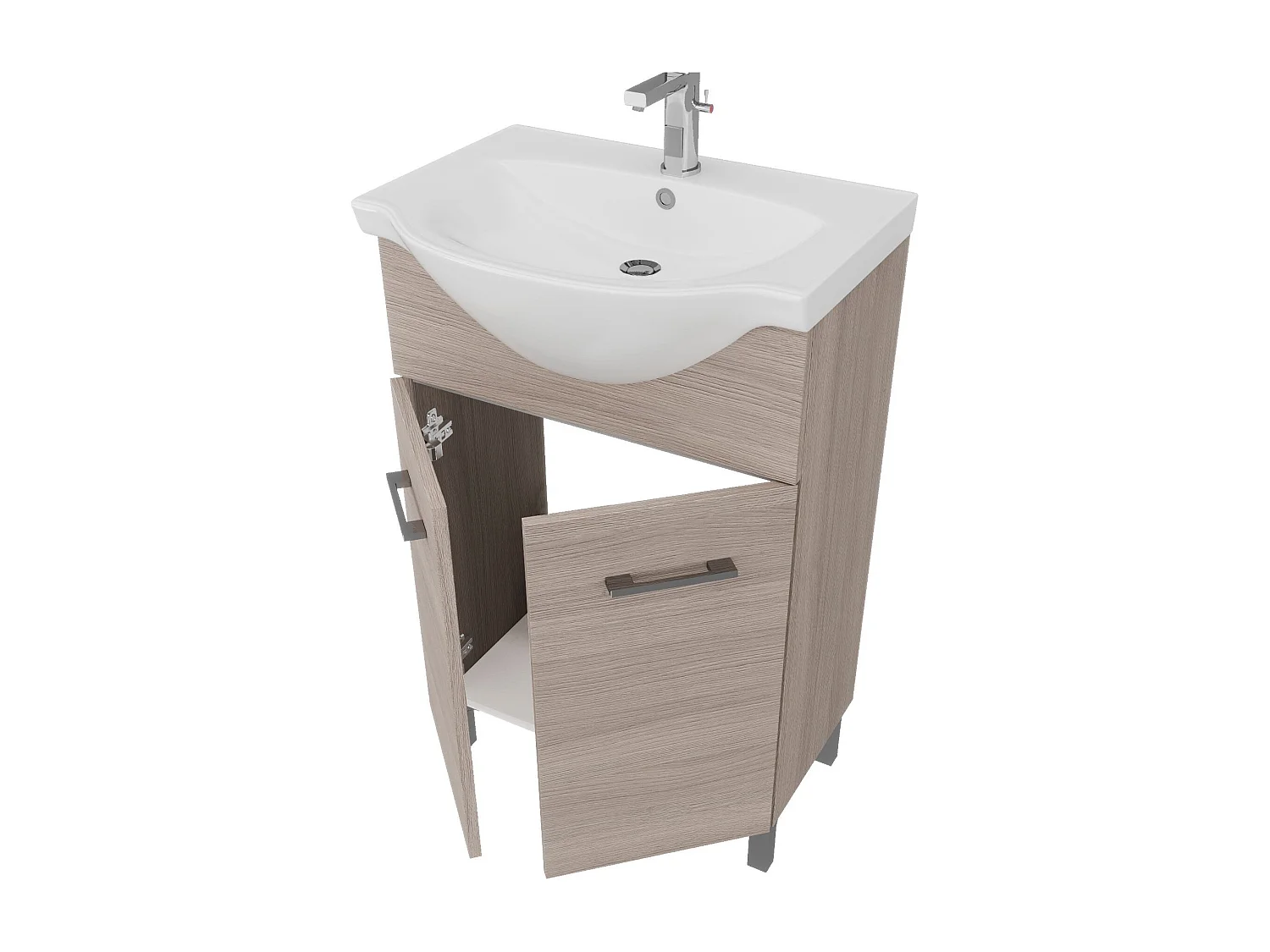 Armoire De Salle De Bain De 55 Cm Avec Pieds Avec Deux Portes En Chêne Fumé | Rimini