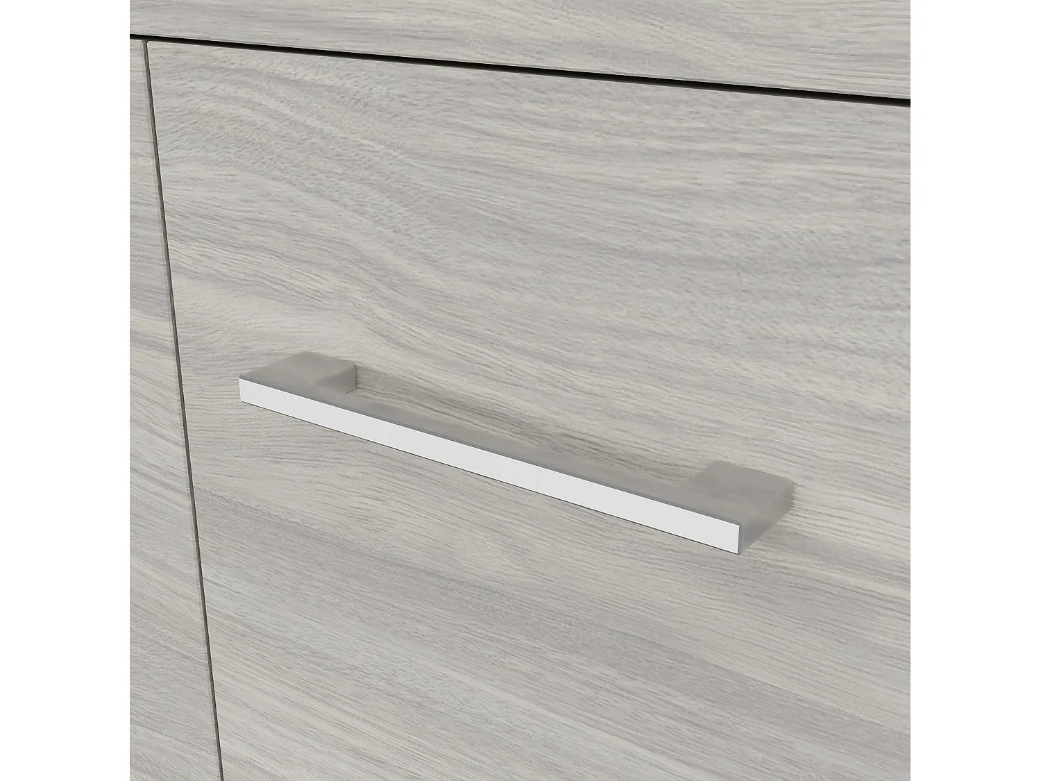 Meuble De Salle De Bains Sur Pied 55Cm 2 Portes Chêne Gris, Lavabo Et Miroir | Rimini