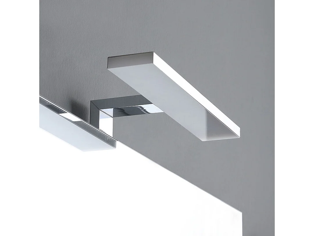 60Cm Armoire De Salle De Bain 2 Tiroirs Effet Bois Miroir Avec Lampe | Berlin