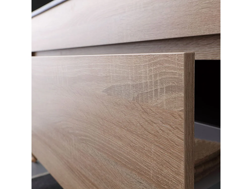 Meuble De Salle De Bain 120Cm En Chêne Well Avec Double Lavabo En Noir Mat | Sole