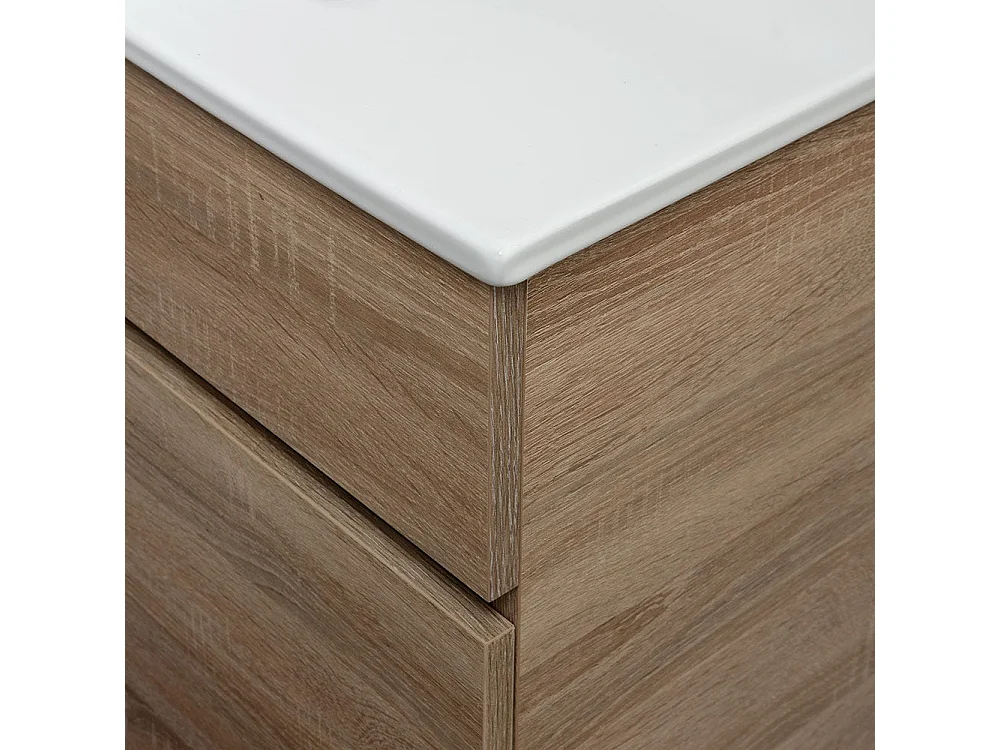 Armoire De Salle De Bains Murale Moderne 90Cm Puits En Chêne Avec Miroir | Sole