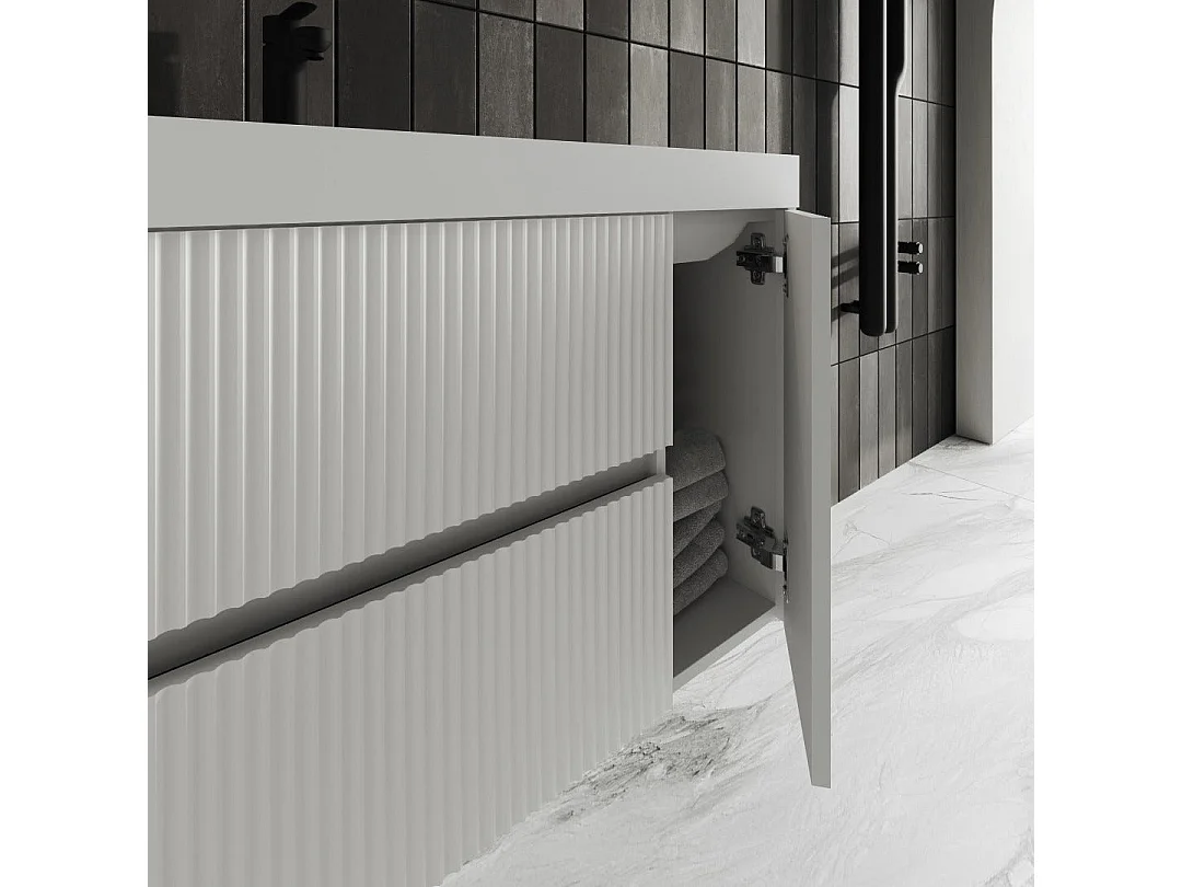 Meuble De Salle De Bain Suspendu 100Cm Blanc Mat | Cortina