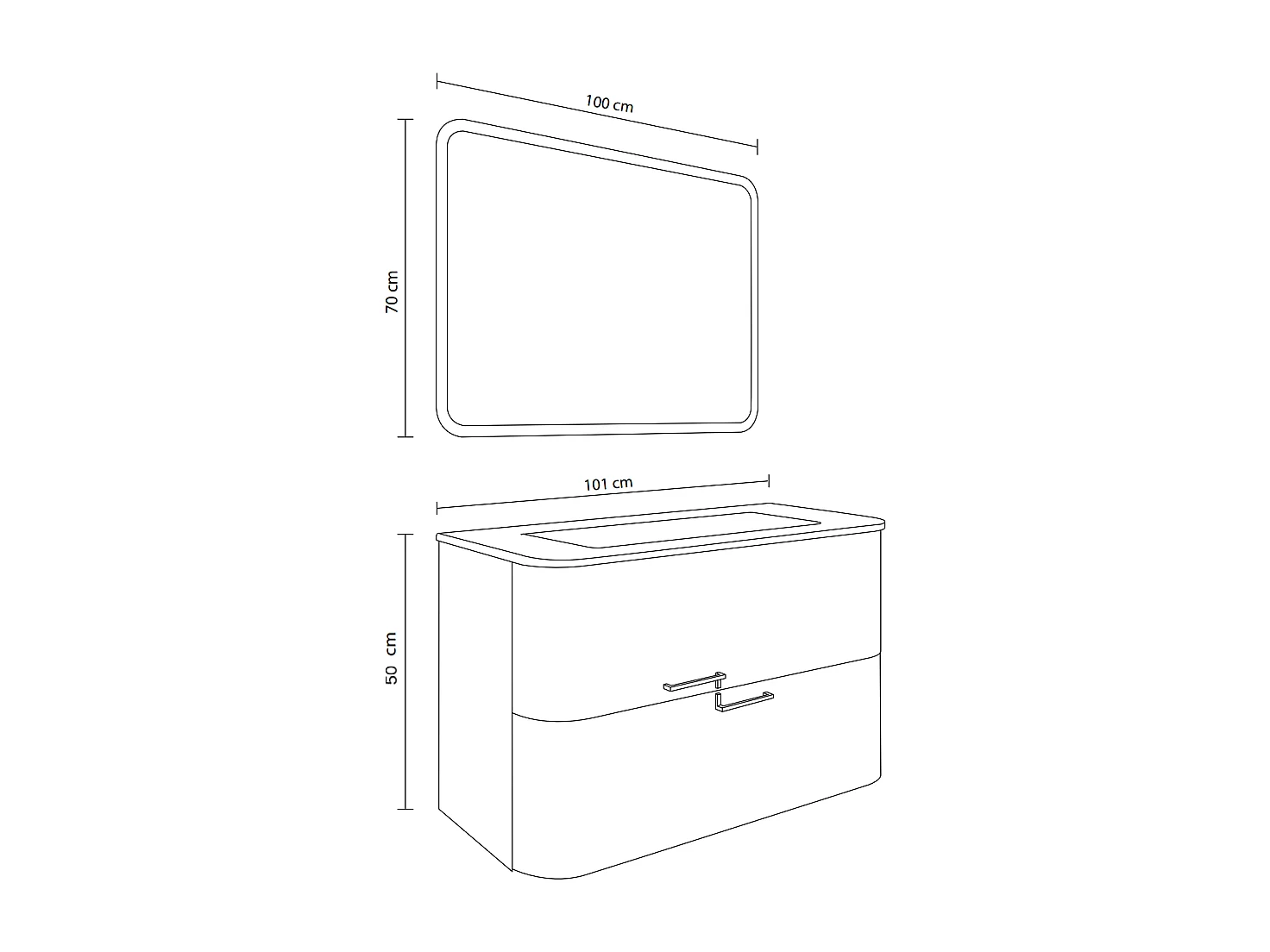 Armoire De Toilette Murale 100 Cm Chêne Arctique Noir Résine Lavabo | Hollywood