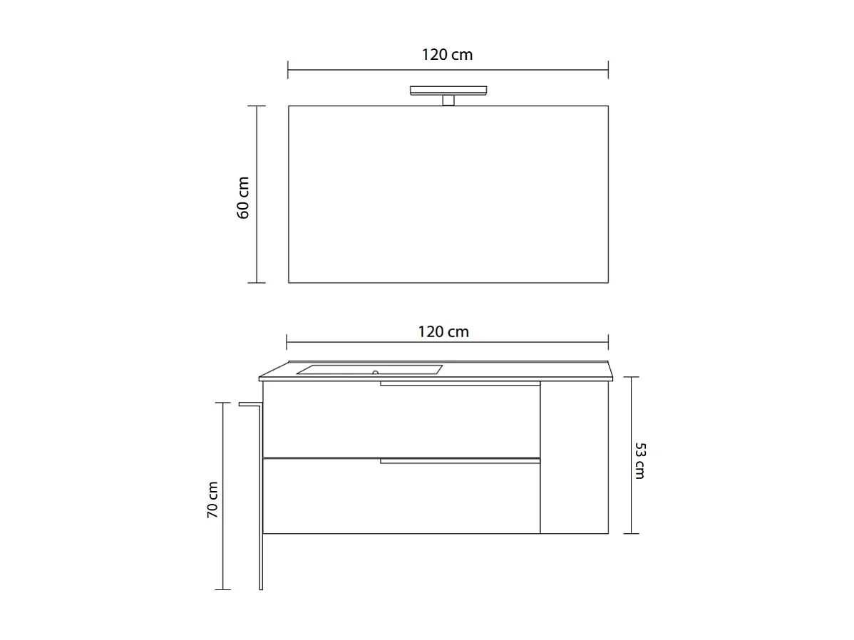 Meuble De Salle De Bain Avec Vasque En Céramique À Gauche, 120Cm, Bleu Clair | New York