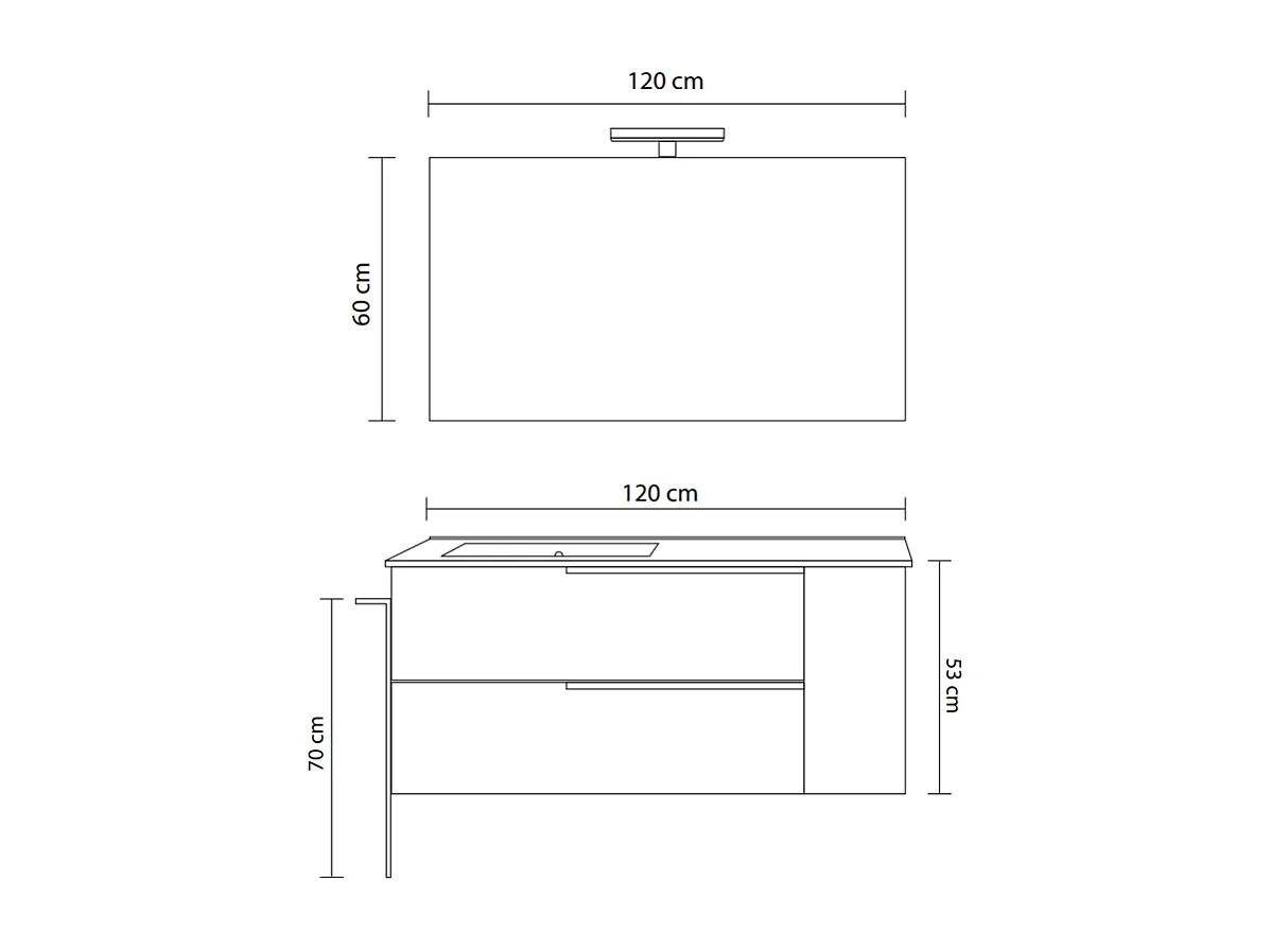 Meuble De Salle De Bain Avec Vasque En Céramique À Gauche, 120Cm, Bleu Clair | New York