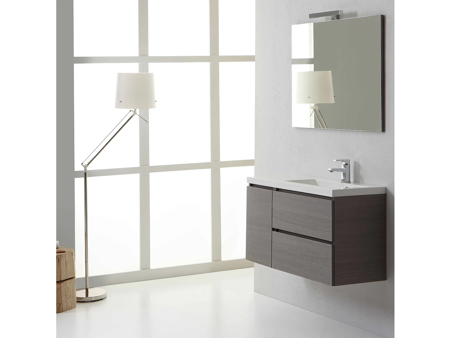 Meuble De Salle De Bains Moderne Suspendu 90 Cm Droite | Manahattan