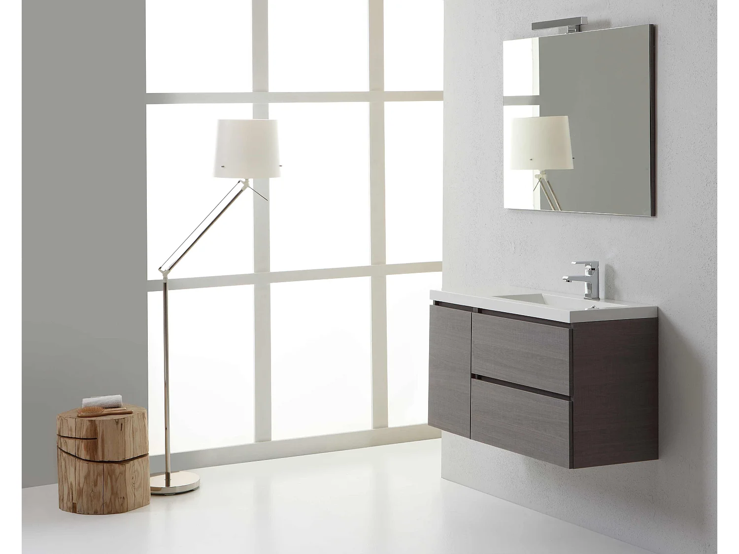 Meuble De Salle De Bains Moderne Suspendu 90 Cm Droite | Manahattan