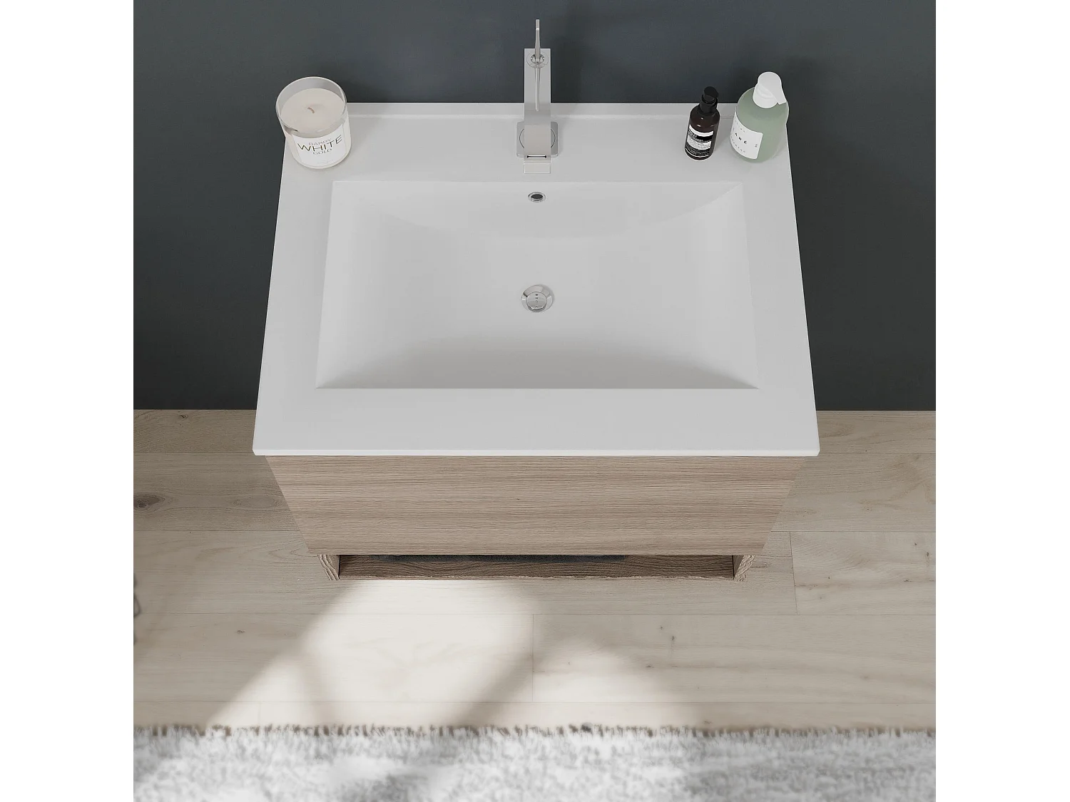 Meuble De Salle De Bain 60Cm Avec Tiroir Et Compartiment Ouvert Aspect Bois | Venezia