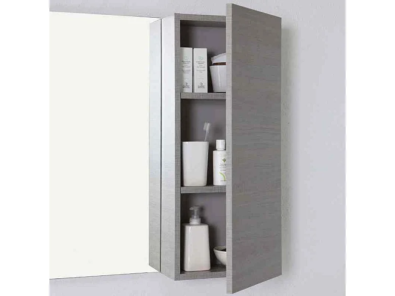 Meuble De Salle De Bains Avec Tiroirs 120 Cm Miroir Et Armoire Murale | Manhattan