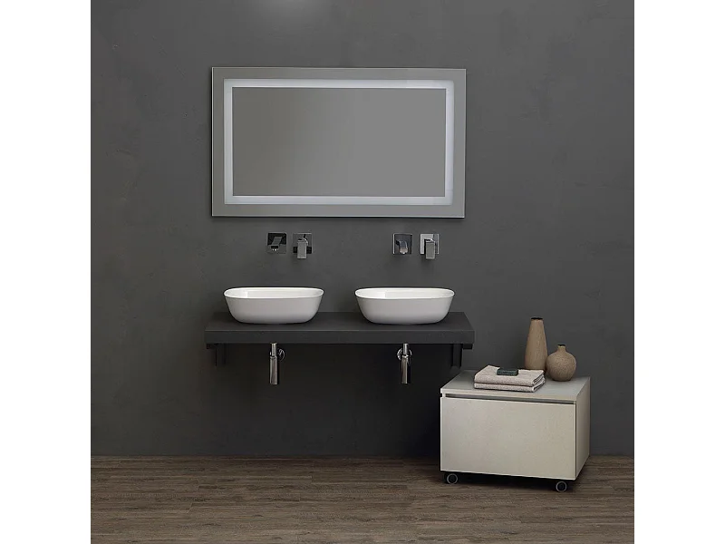 Meuble De Salle De Bains Top Anthracite 120Cm Double Lavabo D'ameublement | Valentina