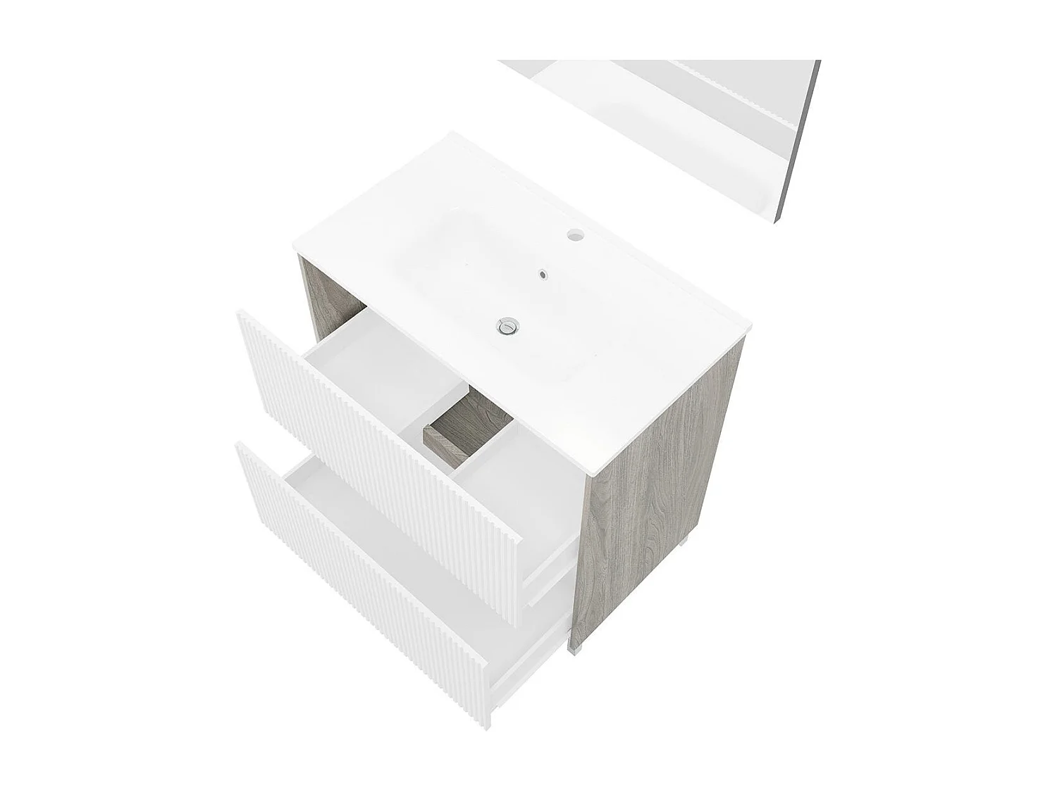 Meuble De Salle De Bains Au Sol 80Cm Avec Front Cannele | Corfu'