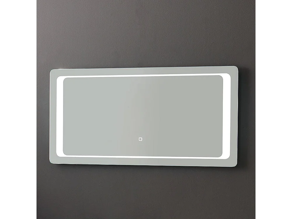 Meuble De Salle De Bain Suspendu 120Cm Blanc Et Miroir Avec Led Retro-Éclairé | Parigi