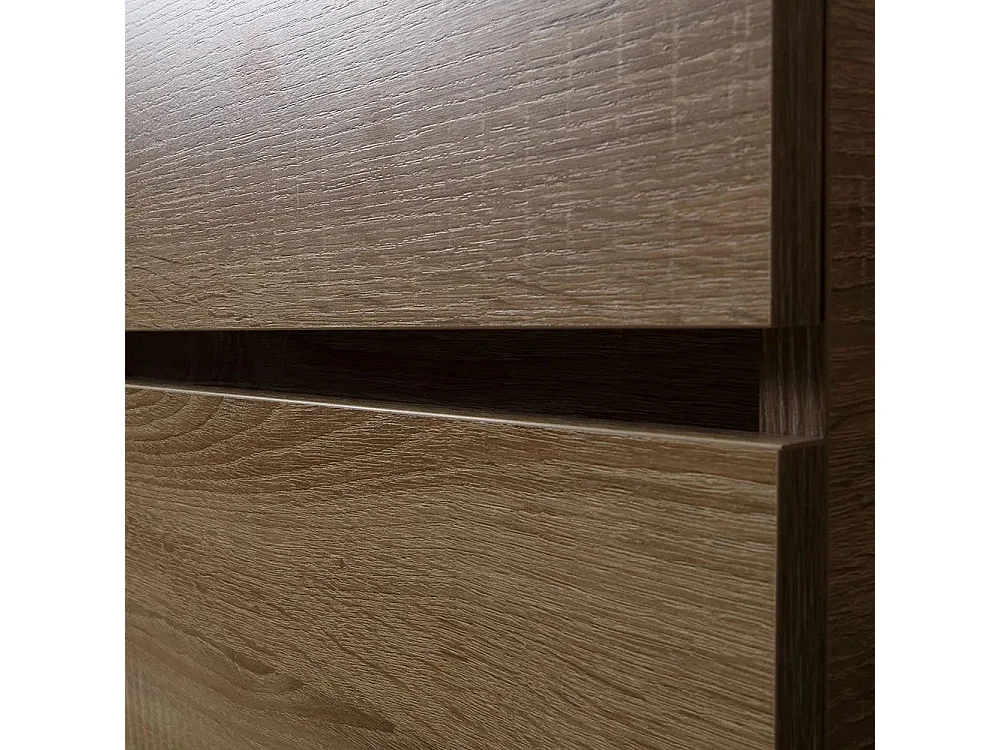 Meuble De Salle De Bains De 60 Cm Avec Tiroir, Miroir Et Lavabo En Chêne | Sole