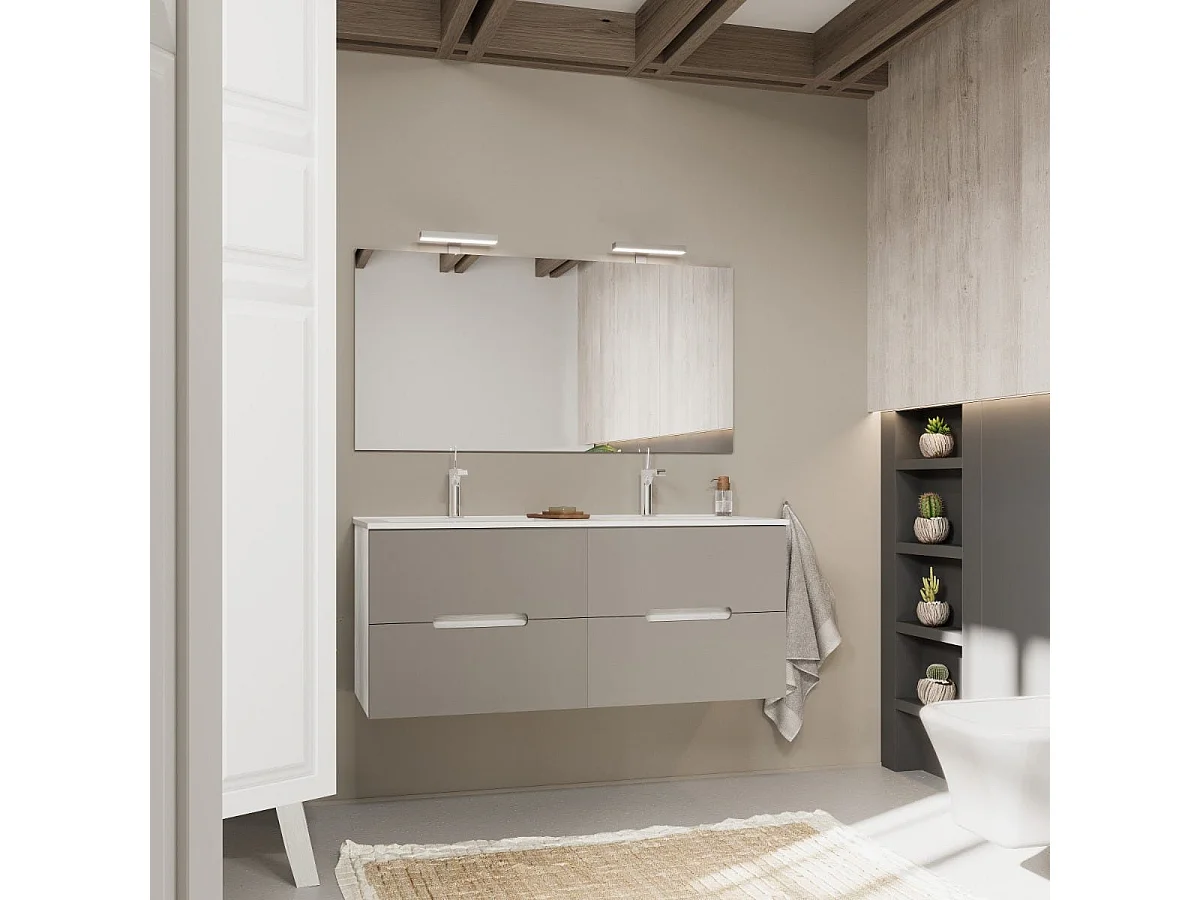 Meuble De Salle De Bain Bicolore 120Cm, 4 Tiroirs Et Double Lavabo | Magnolia