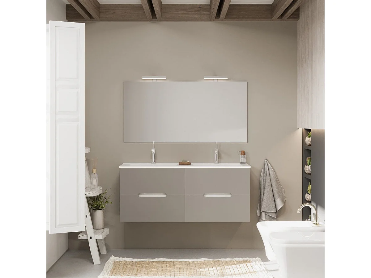 Meuble De Salle De Bain Bicolore 120Cm, 4 Tiroirs Et Double Lavabo | Magnolia
