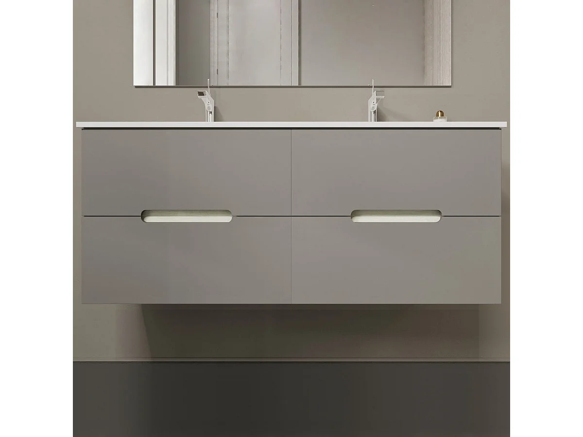 Meuble De Salle De Bain Bicolore 120Cm, 4 Tiroirs Et Double Lavabo | Magnolia